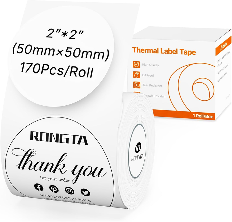 2''Label Tape for R22, round Labels, Standard Laminated Thermal Labels