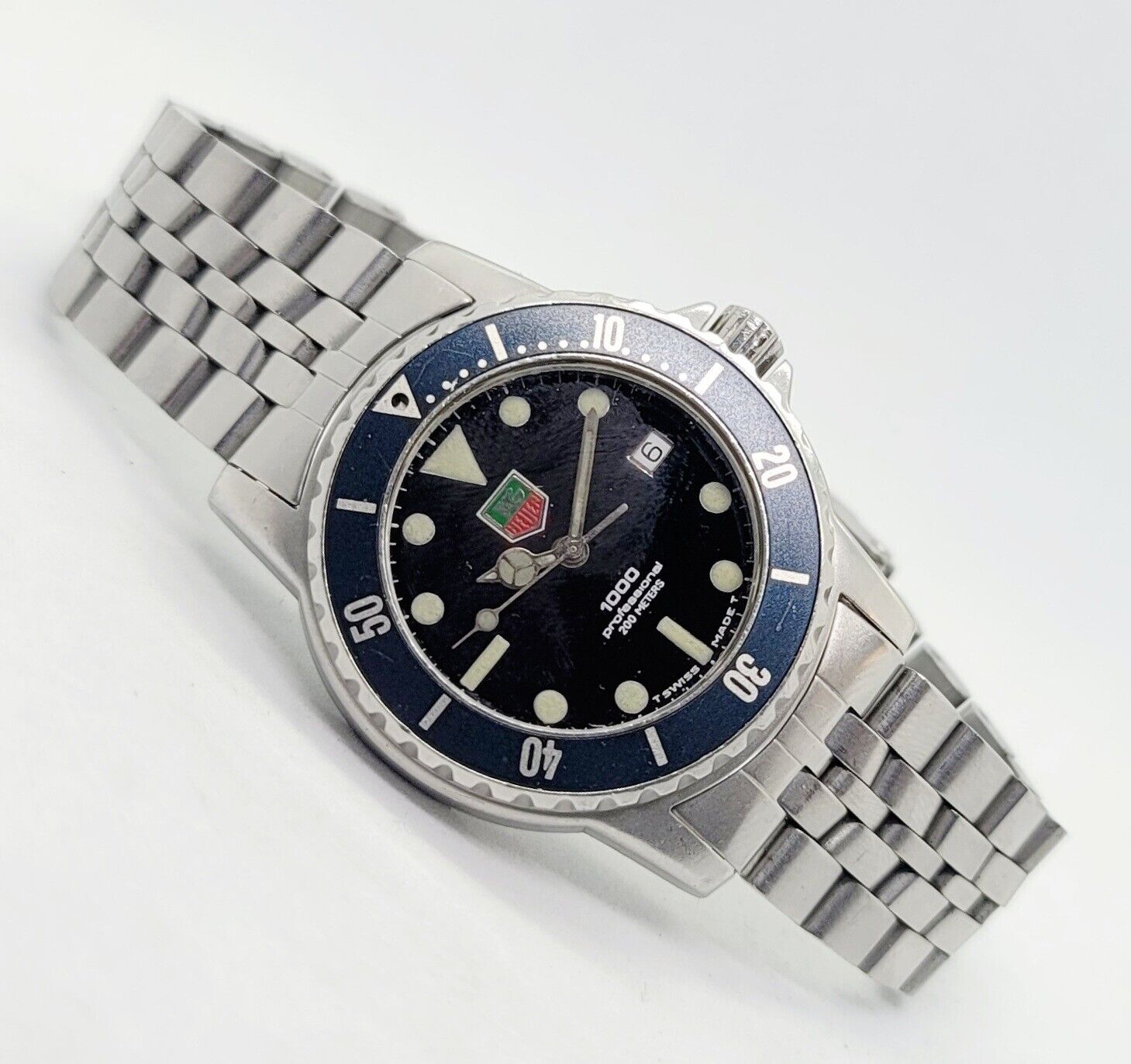 Rare Vintage Tag Heuer 1000 Professional Blue SS Watch Rare Vintage Tag Heuer 1000 Professional Blue SS Watch
