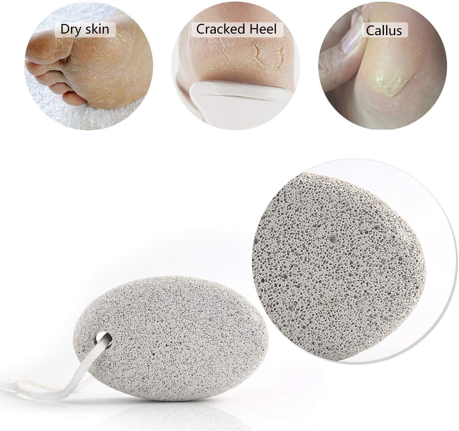 2PCS Natural Pumice Stone for Feet,  Lava Pedicure Tools Hard Skin Callus Remove