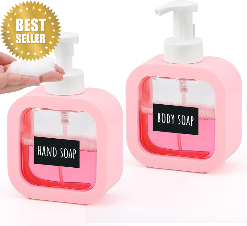 Foaming Hand Soap Dispenser, 2 Pcs 500Ml Dishwashing Liquid Dispenser with Foam