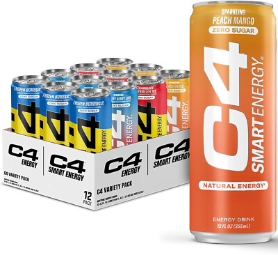 C4 Energy & Smart Energy Drink Variety Pack, Sugar Free 4 Flavor Variety 12 Pack