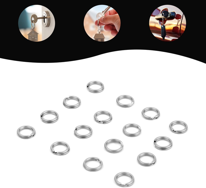 30pcs Split Rings, 8mm Stainless Steel Key Ring Key Chain Rings Split Jump Rings