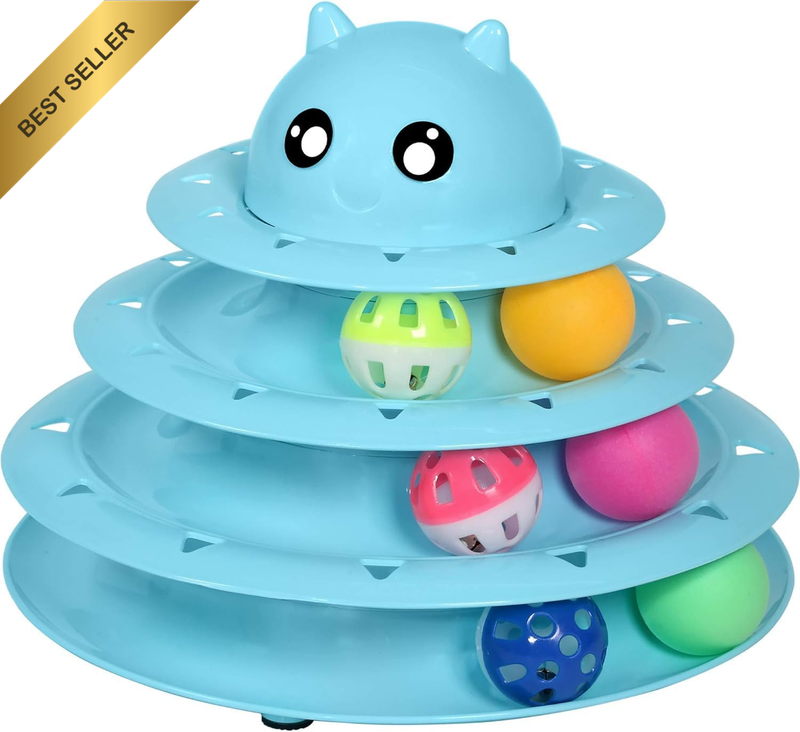 Cat Toy Roller 3-Level Turntable Balls Interactive Kitten Fun Puzzle Exercise