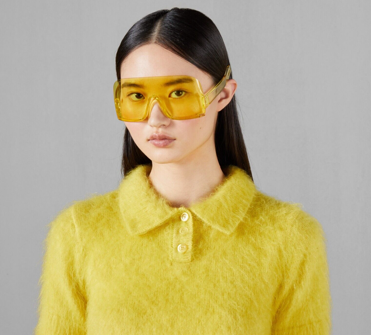 Pre-owned Gucci Gg1631s 009 Yellow Bright Yellow Shield Unisex Sunglasses