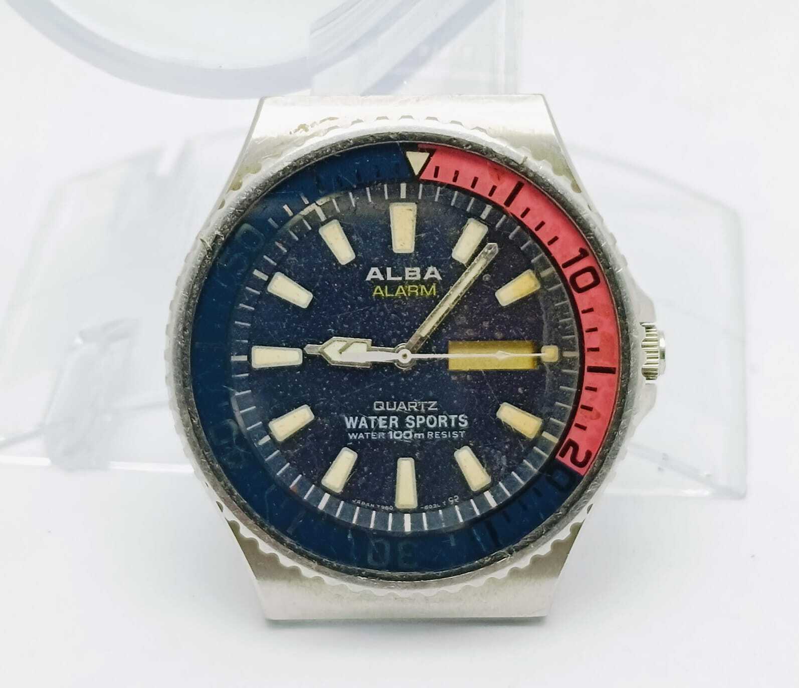 Seiko Alba Y960-6020 Alarm Quartz Pepsi Bezel Vintage Sports Watch
