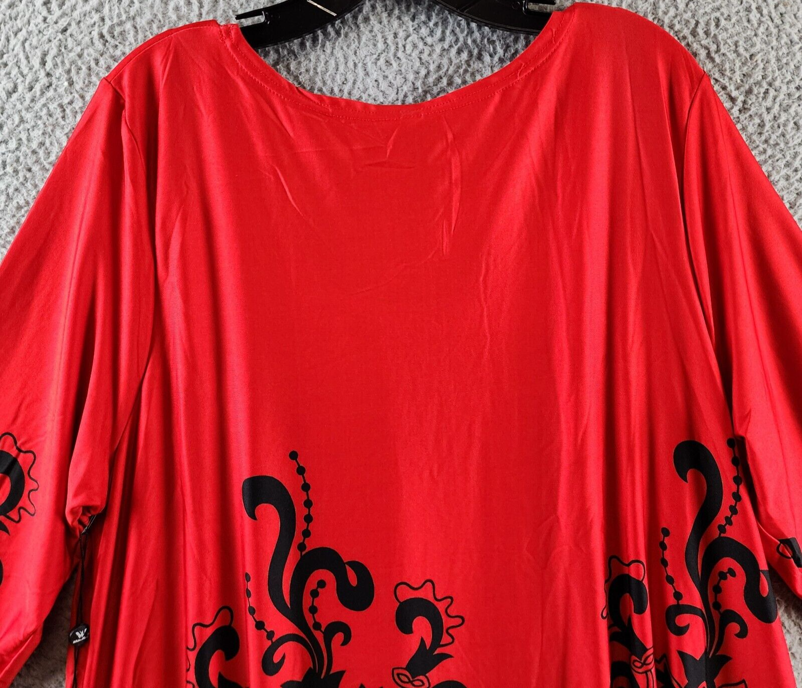 White Mark Plus Size Yanette Tunic Top Women's 2XL Red/Black 3/4 Sleeve Pullover - Picture 14 of 14