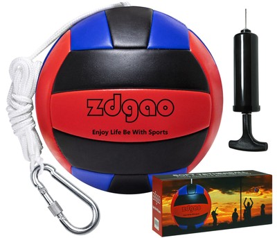 Tetherball Ball and Rope, Replacement Tether Ball with Carabiner, Ball Pump with