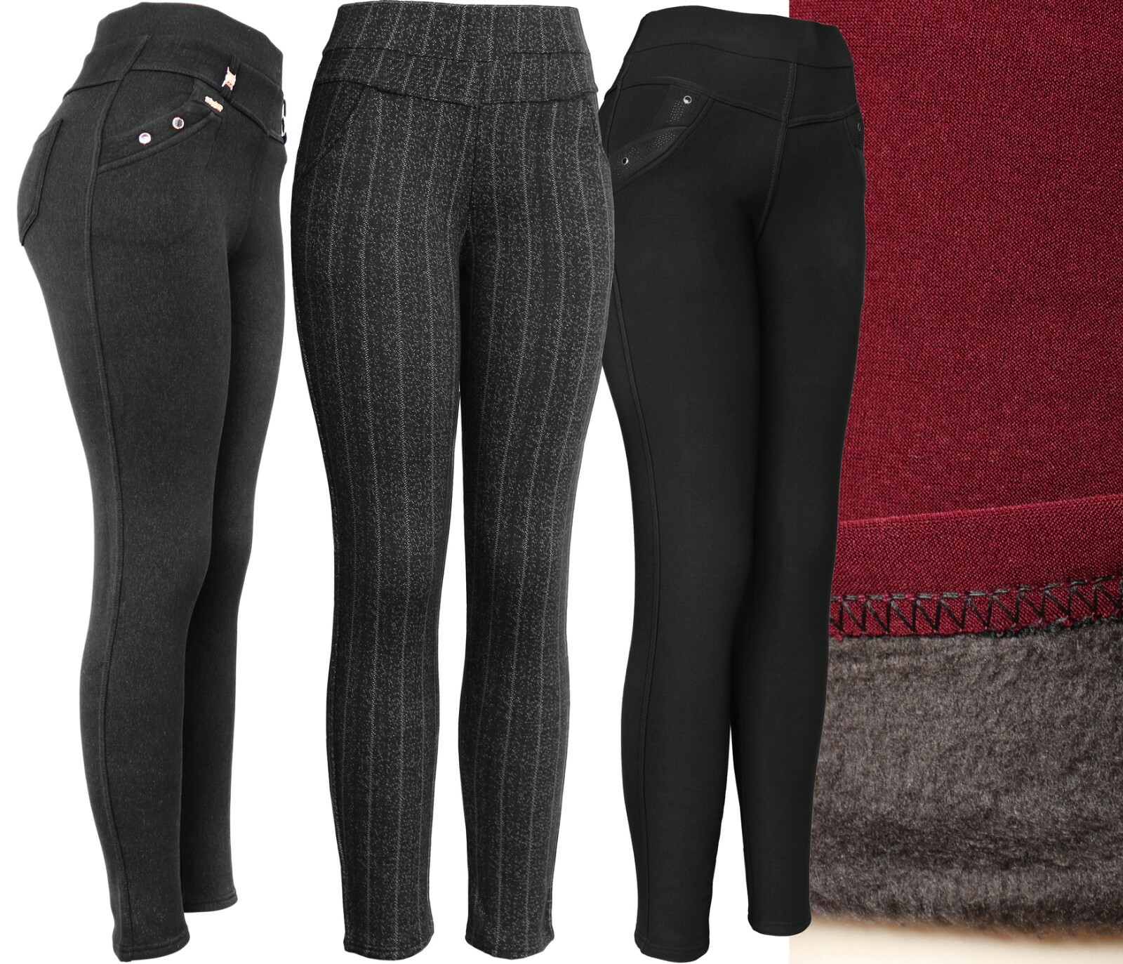 Women's Winter Plush Lined Thick Trouser Pants - Dressy Leggings