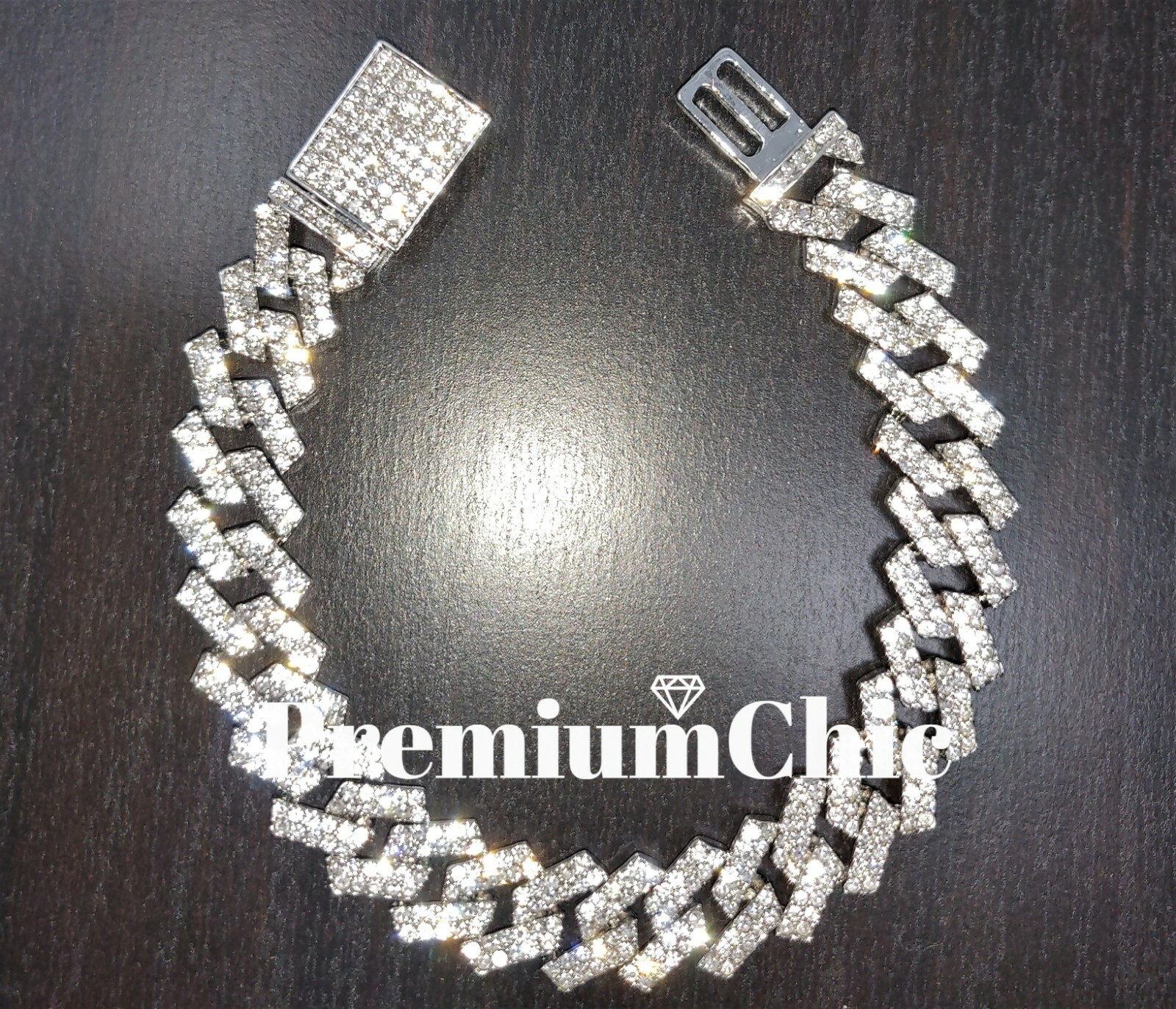 ICED Miami Cuban Designer Prong Link Chain Bracelet Men