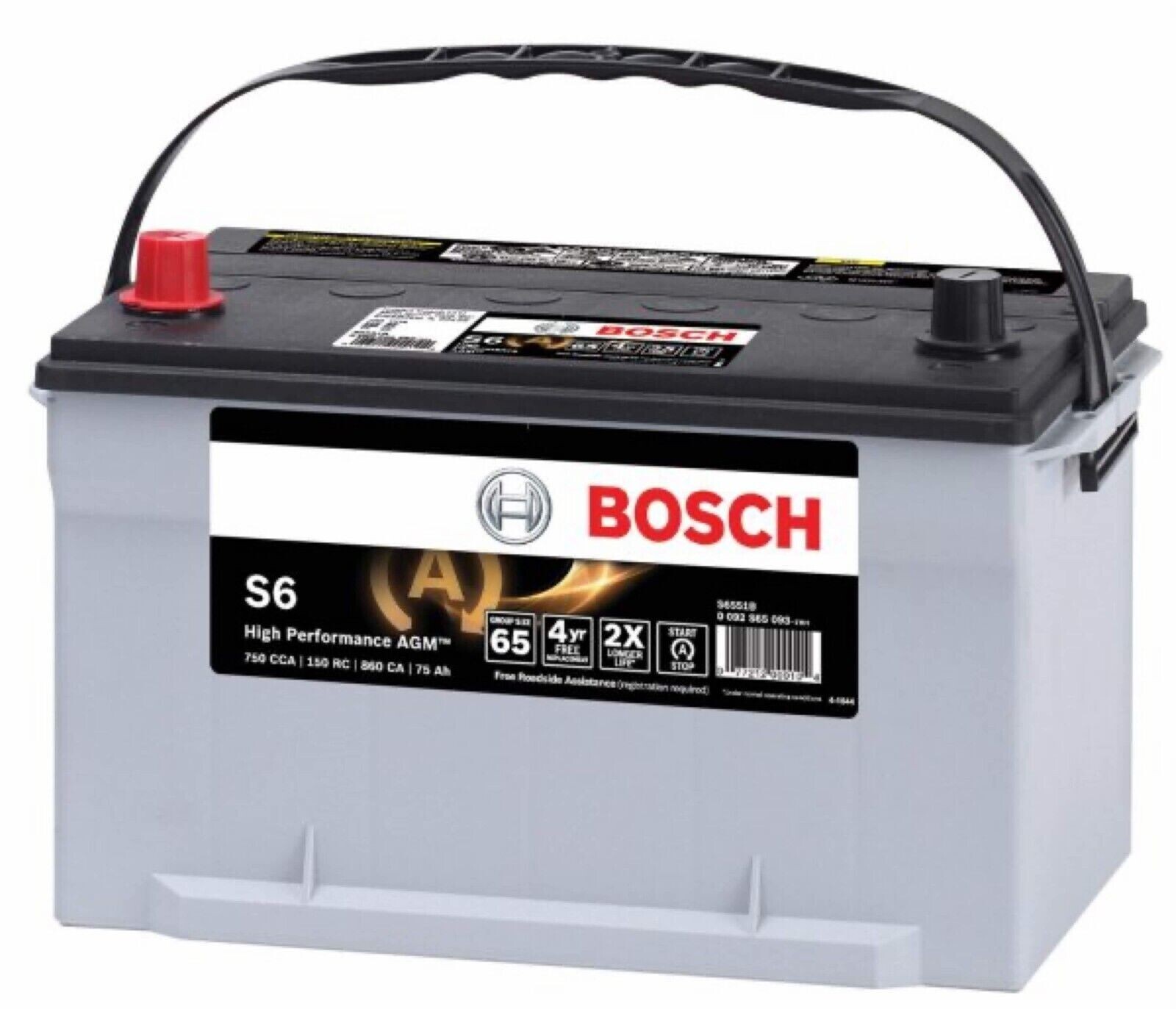 Battery BOSCH AGM Valve Regulated BCI Group 65 CCA 750 150 Reserve Capacity