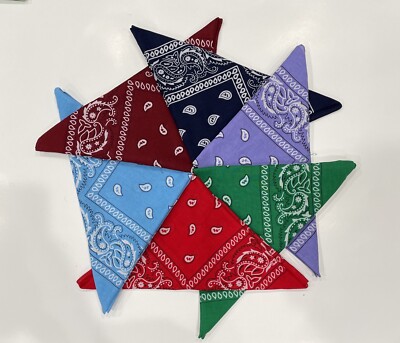 lot of 6 paisley100% Cotton bandanas(Burgundy/Green/Lavender/Navy/light blue/etc