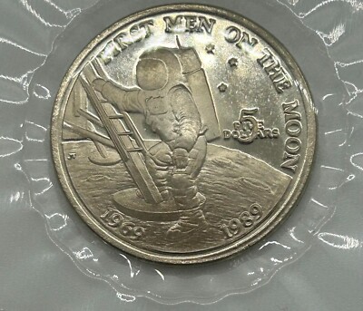 1989 MARSHALL ISLANDS Apollo 11 First Men on the Moon Commerative $5 Coin