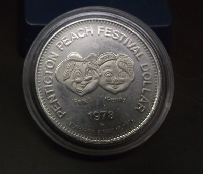 1978 PENTION PEACH FESTIVAL TOKEN,VERY GOOD CONDITION, SEE PICTURES TO EVALUATE