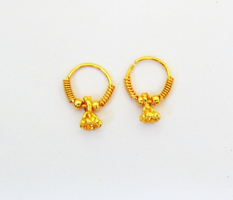 22K Gold Plated Hoop Indian Bali Earrings Small Jhumki Earrings