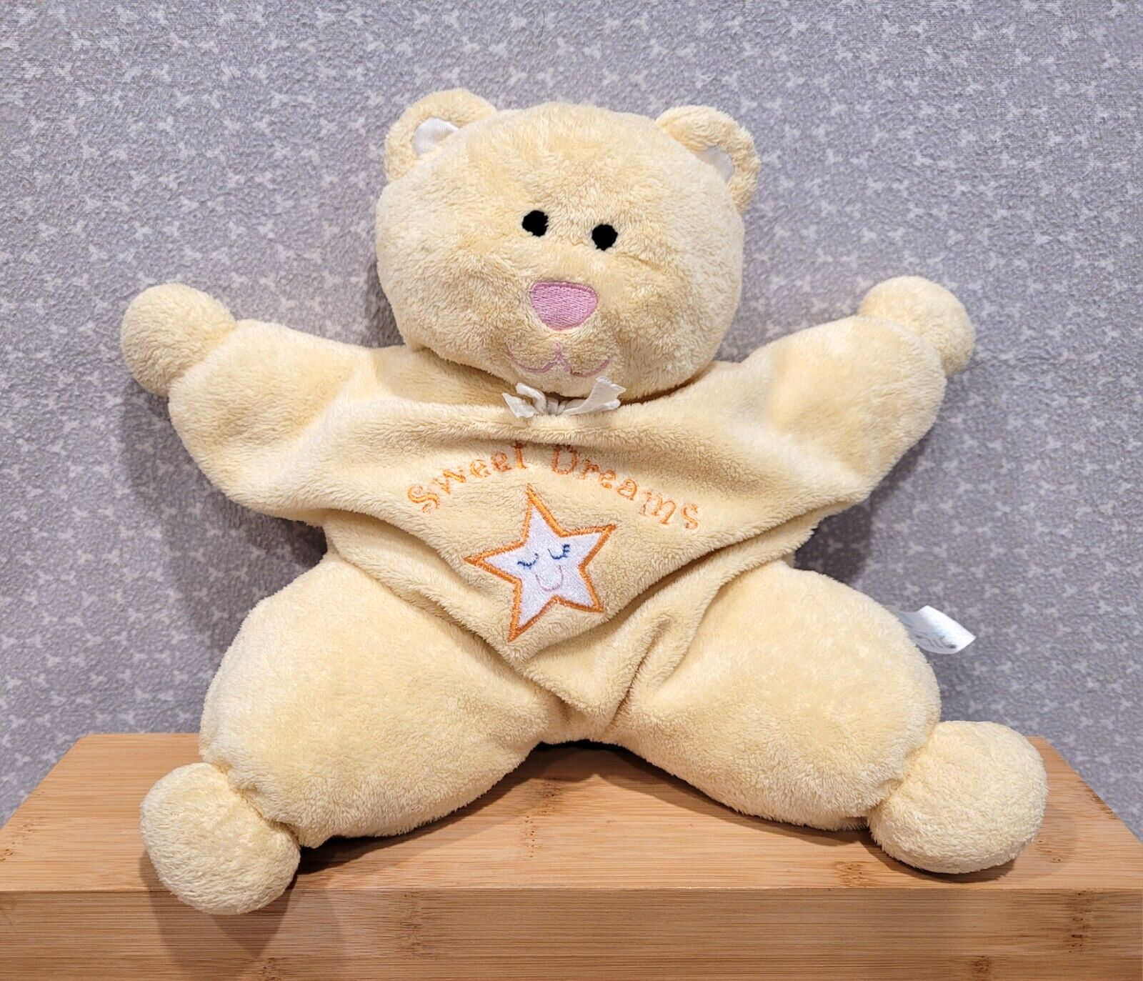 2003 Kids Preferred Sweet Dreams Star Shaped Yellow Soft Teddy Bear Baby Plush