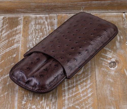 Prestige Import Group Ostrich 2 Cigar Case (Brown)