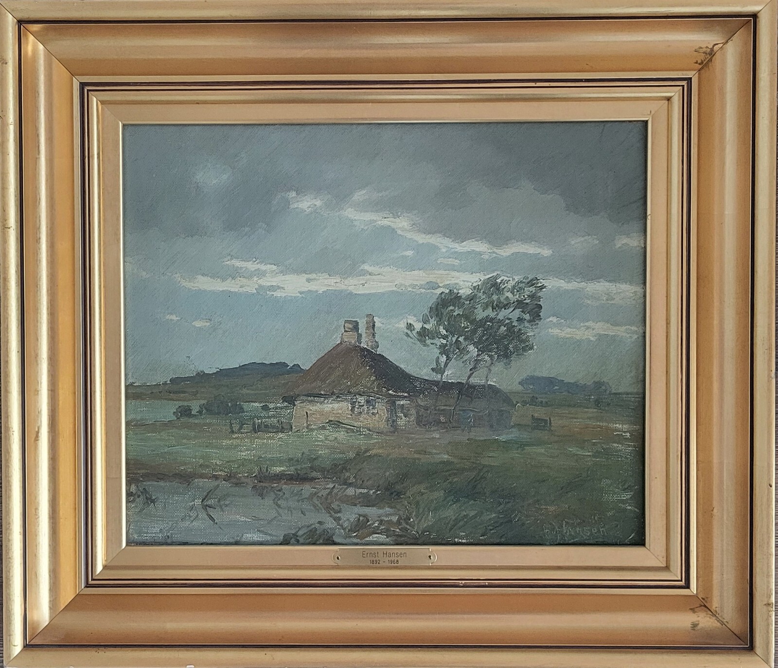 Oil painting. E. Hansen: ”House in the marshland” | eBay