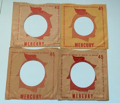 Mercury Records Company Sleeves 45 RPM Winged Hat Lot of 4