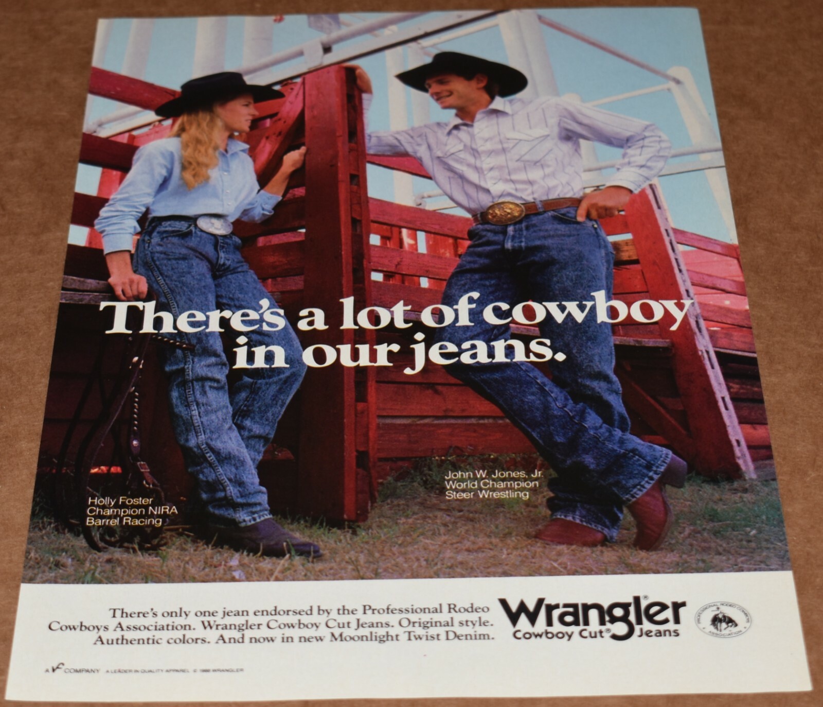 1988 Print Ad Wrangler Cowboy Cut Jeans Holly Foster