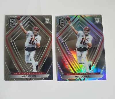 2X Lot 2021 Panini Chronicles Mac Jones Spectra Silver Prizm and Base Rookie RC 