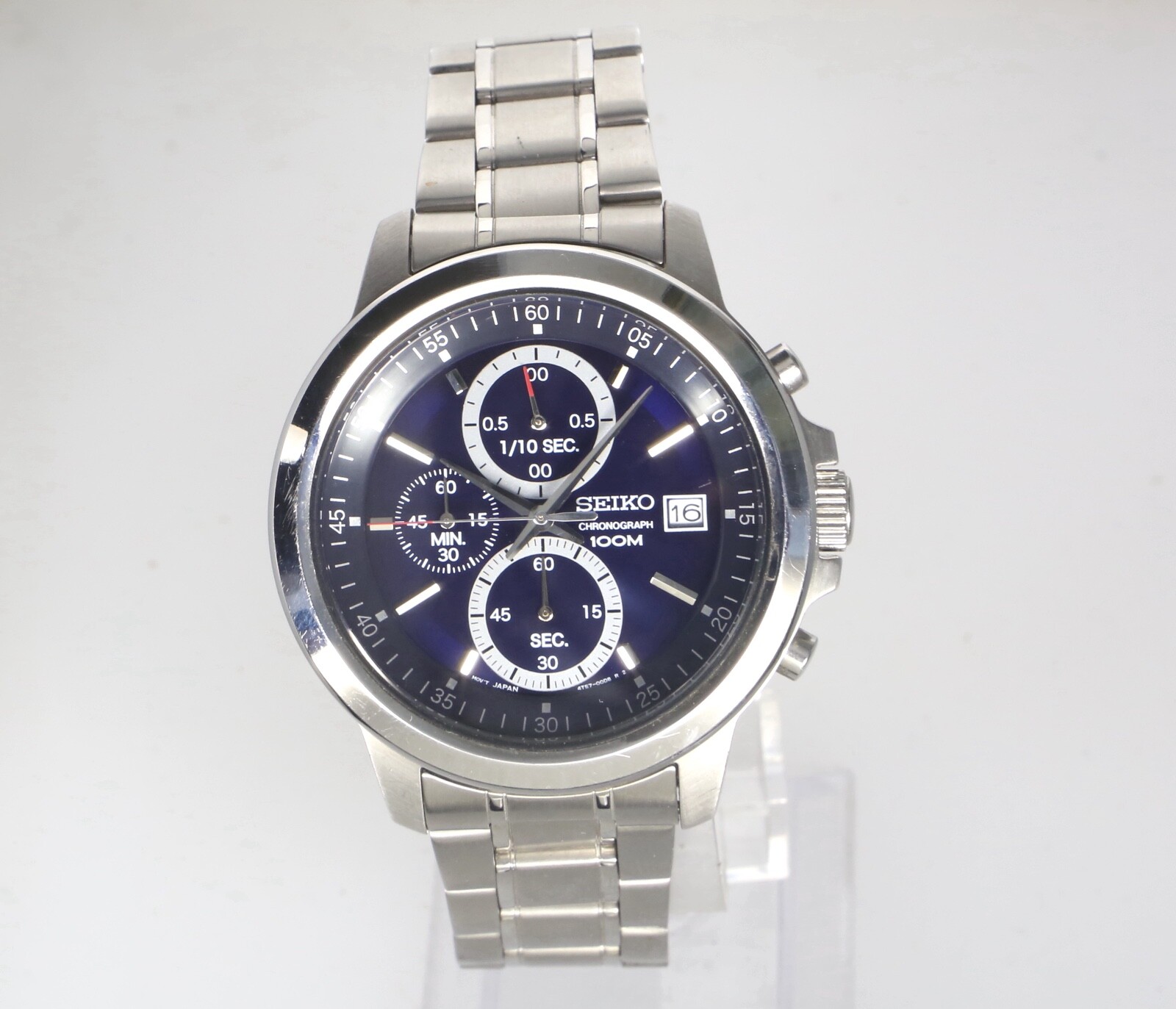 Seiko Chronograph 4T57-00D8 43mm Blue Dial Hardlex Stainless