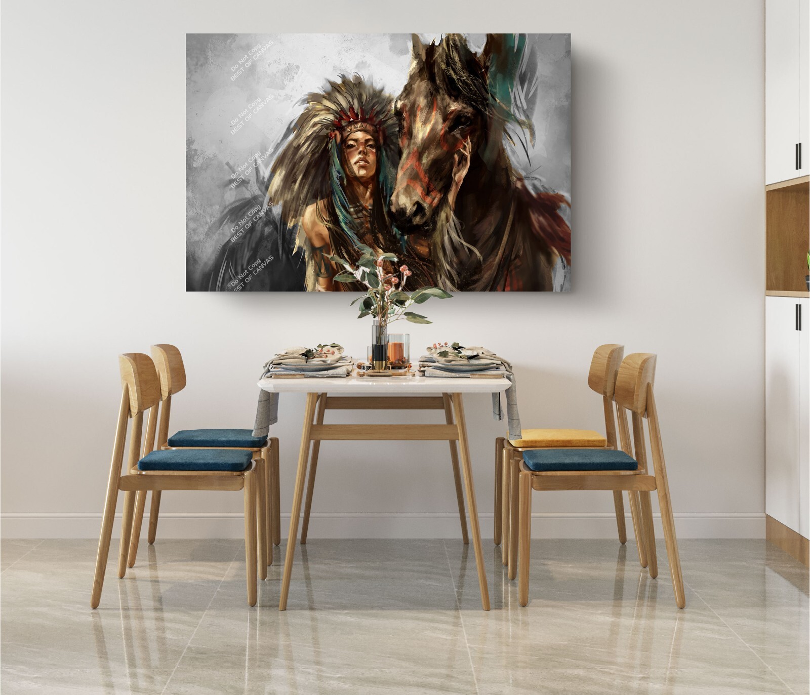Indian Native American Horse Historical Canvas Décor Art Print Room