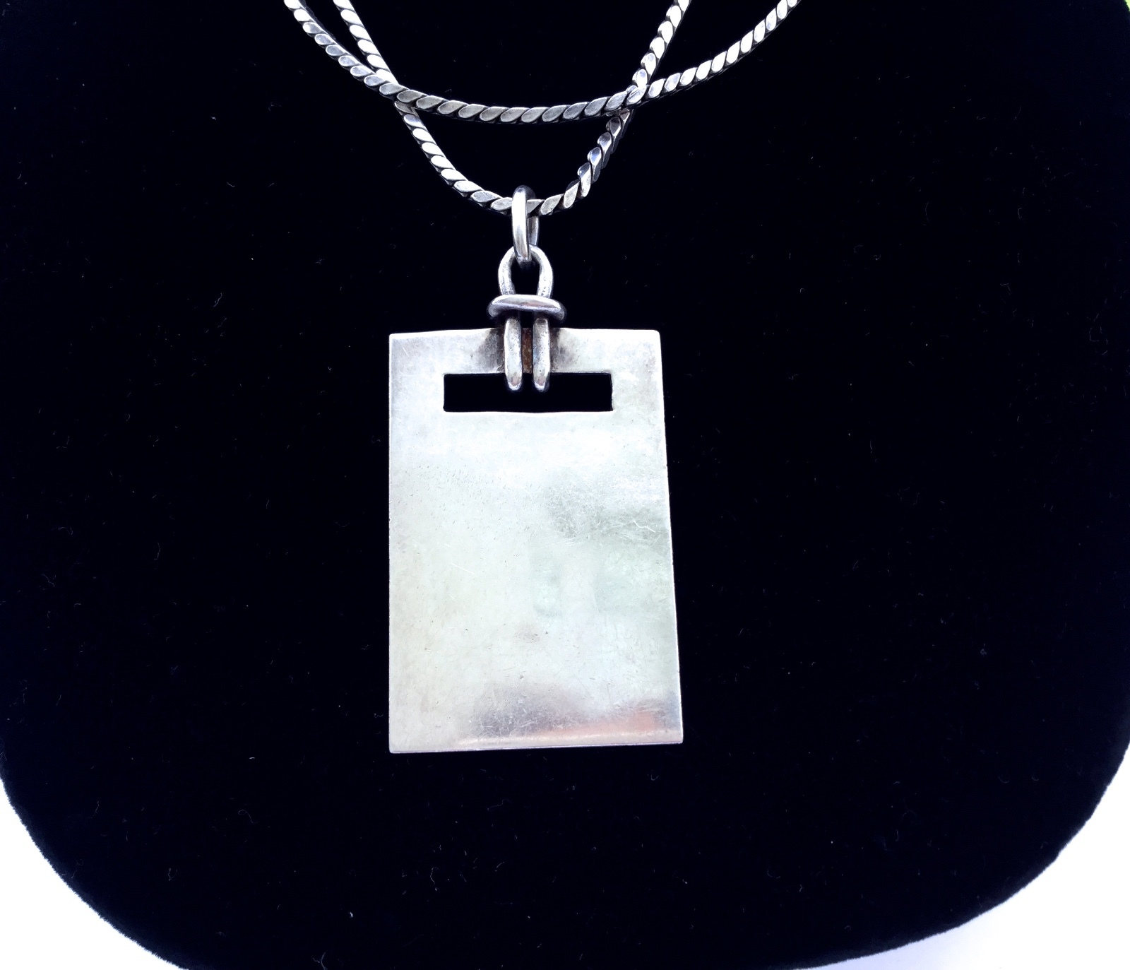 ART DECO STYLE STERLING SILVER NECKLACE-PENDANT FROM MEXICO, MADE IN 1950S