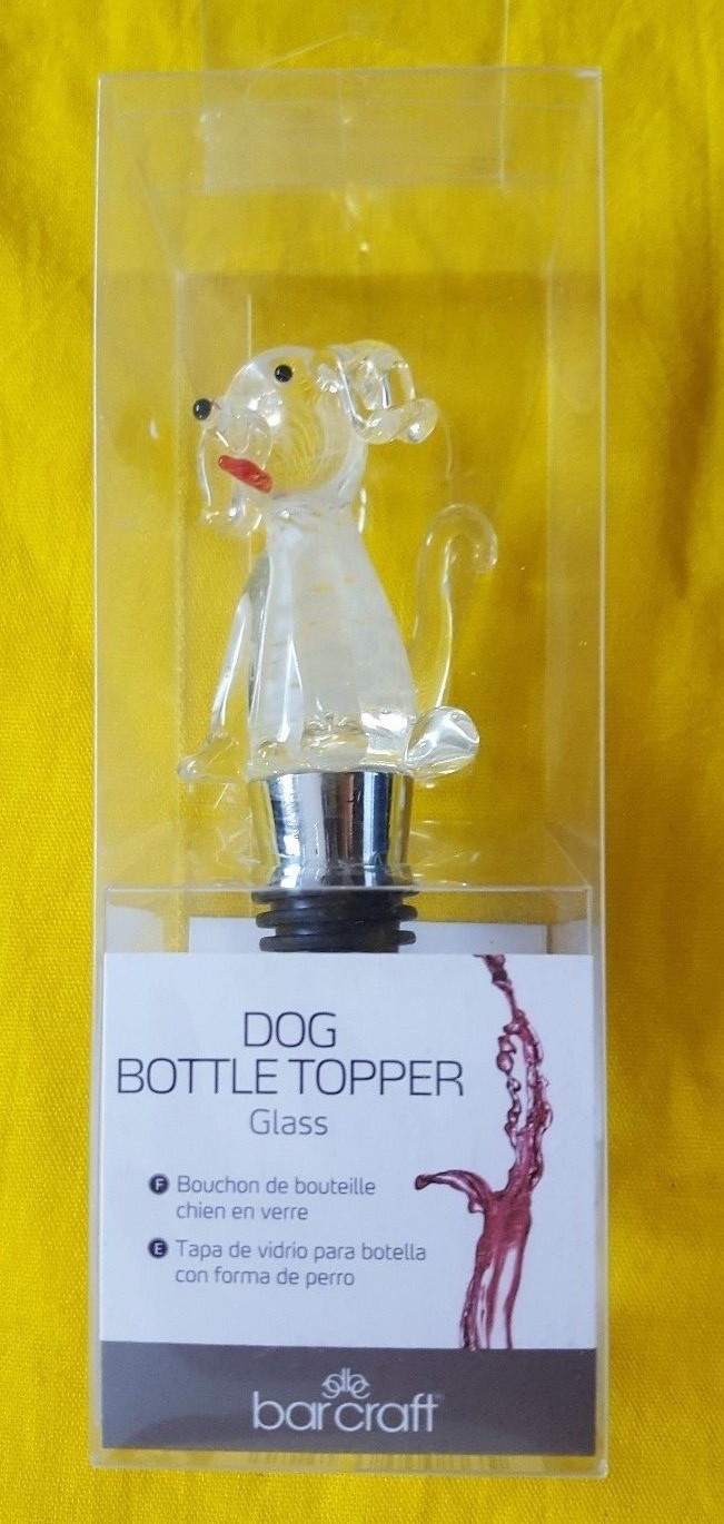 Barcraft Dog Bottle Topper Glass Lot Of 3 New In Box