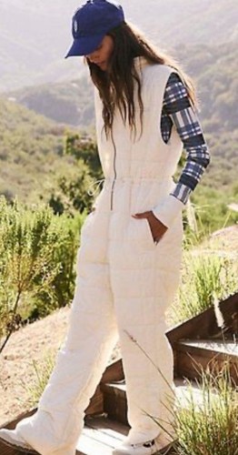 Комплектный пуховый костюм Pippa от движения Свободные люди, цельный, стеганый, цвета слоновой кости, S NWT