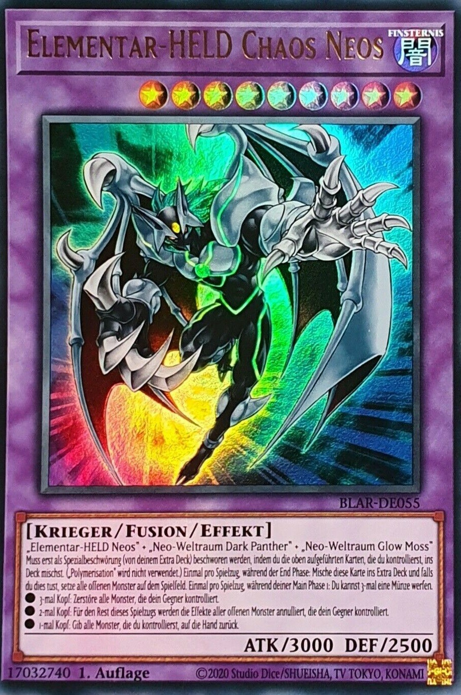 Yugioh Elemental HERO Chaos Neos BLAR-DE055 Ultra Rare 1st Yugioh Elemental HERO Chaos Neos BLAR-DE055 Ultra Rare 1st