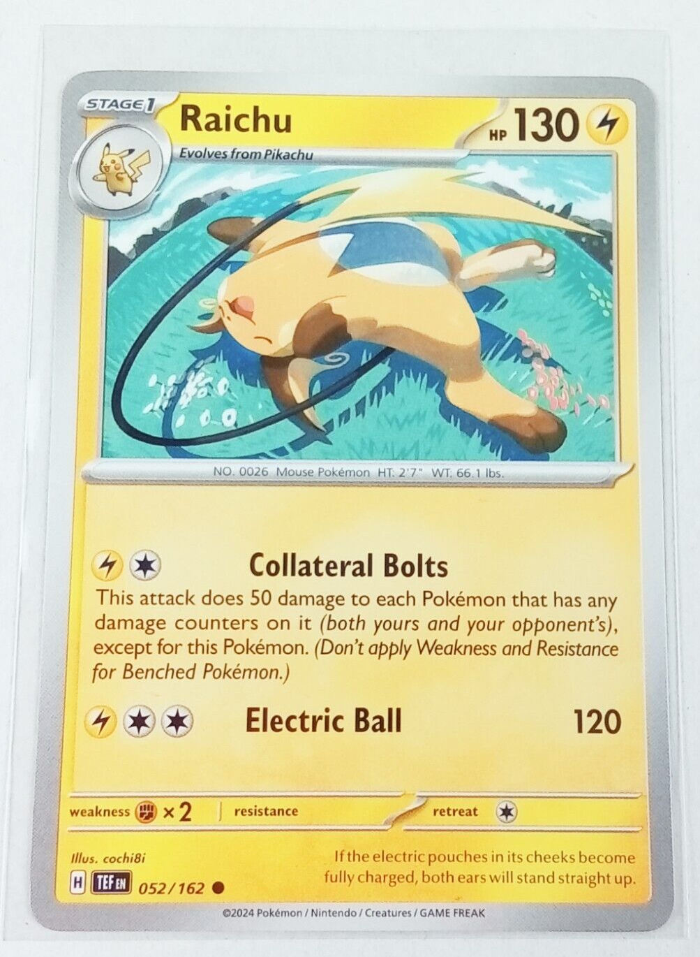 Raichu 52/162 Temporal Forces Pokémon Card 2024 | eBay