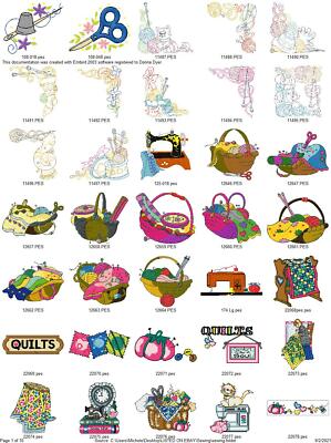 505 SEWING & CRAFT EMBROIDERY MACHINE DESIGNS COLLECTION PES HUS JEF DST EXP VP3