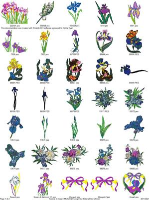 596 SPRING FLOWERS IRIS TULIP + MORE Embroidery Machine Designs Patterns PES