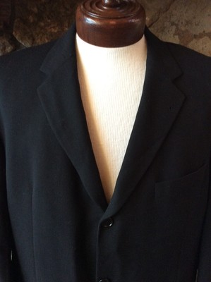 Hugo Boss Classic Suit Jacket Blazer Sz 46R Black 100% Virgin Wool Made in USA