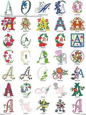 80 DIFFERENT FLORAL ALPHABET SETS EMBROIDERY MACHINE DESIGNS PES ON USB DRIVE