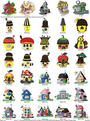 573 BUILDINGS COLLECTION HOUSES BARNS PLUS MORE MACHINE EMBROIDERY DESIGNS PES