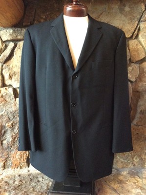 Hugo Boss Classic Suit Jacket Blazer Sz 46R Black 100% Virgin Wool Made in USA