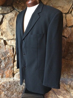 Hugo Boss Classic Suit Jacket Blazer Sz 46R Black 100% Virgin Wool Made in USA