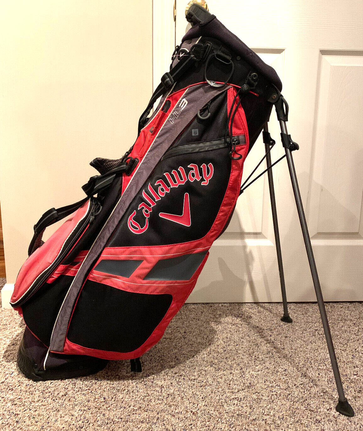 Callaway Hyper Lite 3 Golf Bag Lightweight Stand Bag 4-Way Rain Cover Red Black