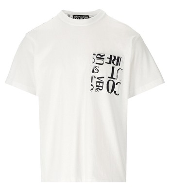 

Versace Jeans Couture Doodle Logo Pocket Белая футболка для мужчин, Белый, 74GAH6R2-JS167-003