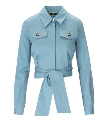 

Укороченная рубашка Sugar Paper с поясом Elisabetta Franchi, Light blue