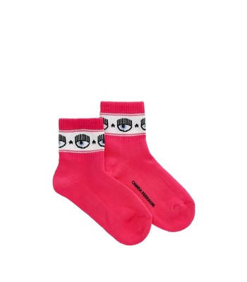 Chiara Ferragni Logomania Fuchsia Socks Женщина