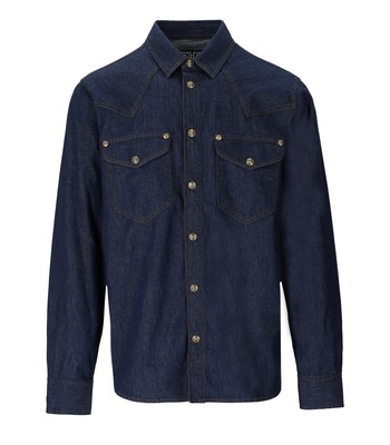 

Versace Jeans Couture Темно-синяя джинсовая рубашка Мужчина, Синий, 74GAL25T-CDW29-904