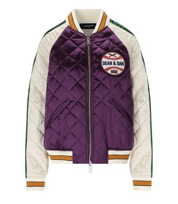 

Dsquared2 Varsity Атласный бомбер фиолетового цвета для женщин, Violet, S75AM1007-S78268-406