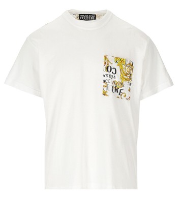 

Versace Jeans Couture Logo Baroque Pocket Белая футболка Мужчина, Белый, 74GAH6R0-JS161-G03