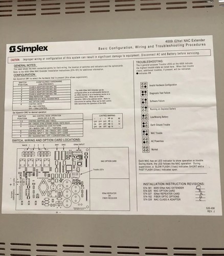 SIMPLEX 4009-9201 NAC Extender Panel 120V