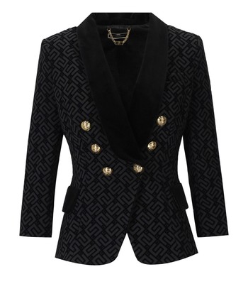 

Женский черный двубортный пиджак с монограммой Elisabetta Franchi, GI06736E2-110