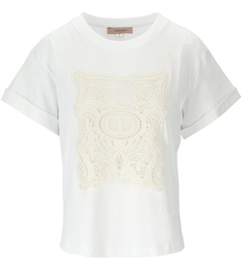 

Twinset Белая футболка макраме женщина, Белый