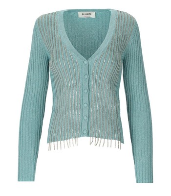 

Голубой кардиган с бахромой для женщин Blugirl, Light blue