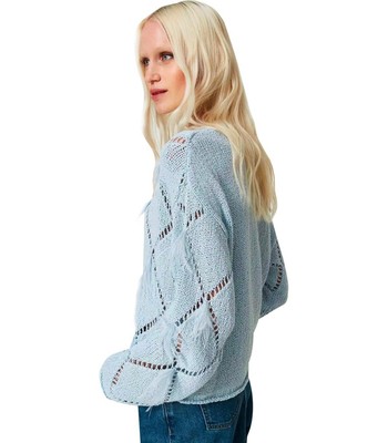 TWINSET TWINSET BLAUER PULLOVER MIT FEDERN DAMEN